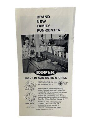 1959 Roper Gas Rotis-O-Grill Built-In BBQ Print Ad National Geographic